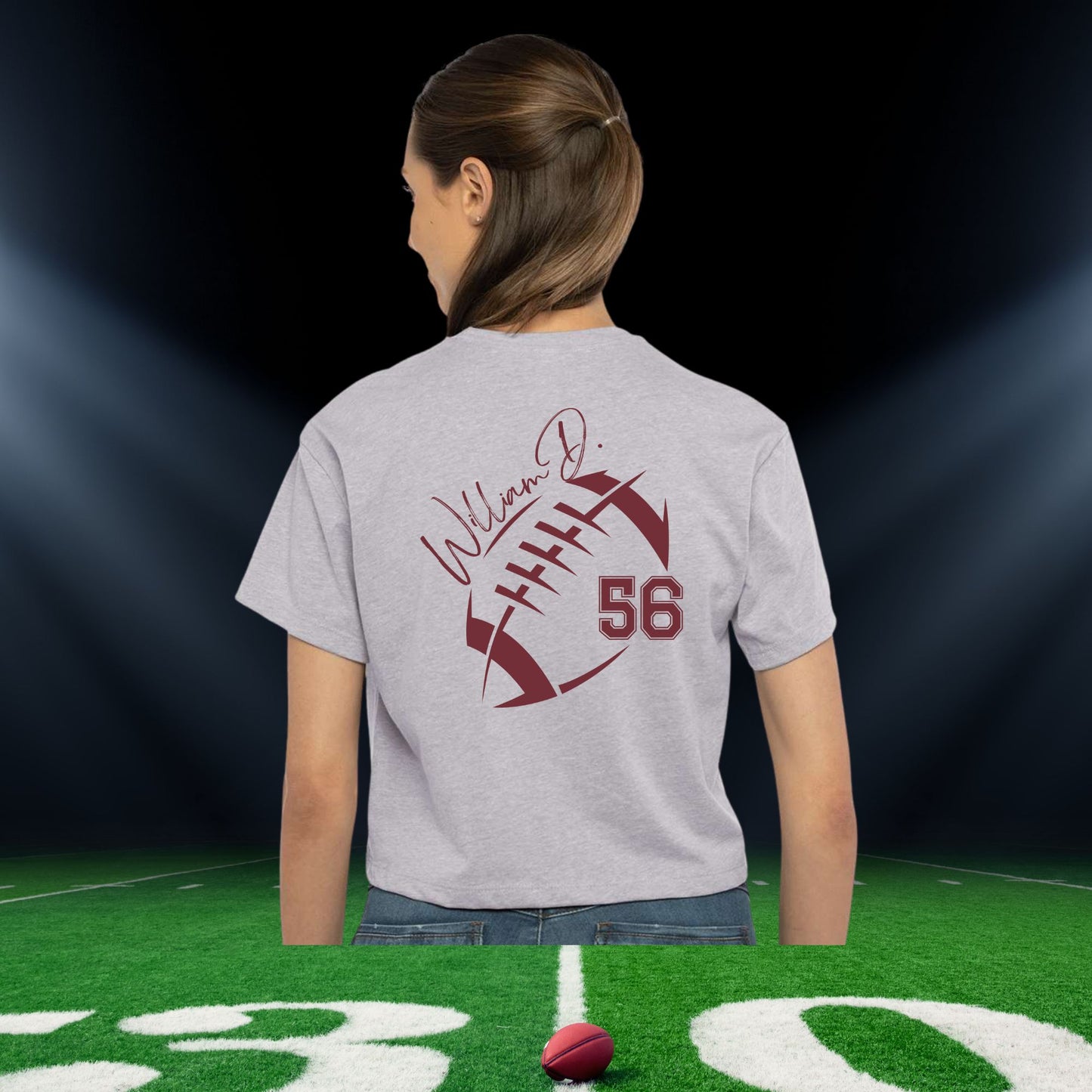 Custom Football  Player Number Crop Top